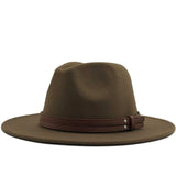 Women Men Wool Fedora Hat With Leather Ribbon Gentleman Elegant Lady Winter Autumn Wide Brim Jazz Church Panama Sombrero Cap XXL