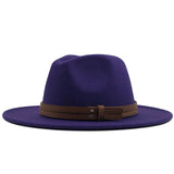 Women Men Wool Fedora Hat With Leather Ribbon Gentleman Elegant Lady Winter Autumn Wide Brim Jazz Church Panama Sombrero Cap XXL