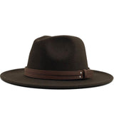 Women Men Wool Fedora Hat With Leather Ribbon Gentleman Elegant Lady Winter Autumn Wide Brim Jazz Church Panama Sombrero Cap XXL