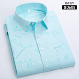 Aoliwen brand Men's shirt short sleeve shirt plaid stitching stripes summer street clothing casual fashion business shirt men's