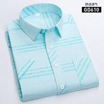 Aoliwen brand Men's shirt short sleeve shirt plaid stitching stripes summer street clothing casual fashion business shirt men's