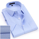 Men's Short Sleeve Regular-fit Oxford Print Dress Shirt with Front Pocket High-Quality Thin Smart Casual Factory-direct-clothing