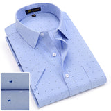 Men's Short Sleeve Regular-fit Oxford Print Dress Shirt with Front Pocket High-Quality Thin Smart Casual Factory-direct-clothing