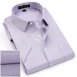 Men's Short Sleeve Regular-fit Oxford Print Dress Shirt with Front Pocket High-Quality Thin Smart Casual Factory-direct-clothing